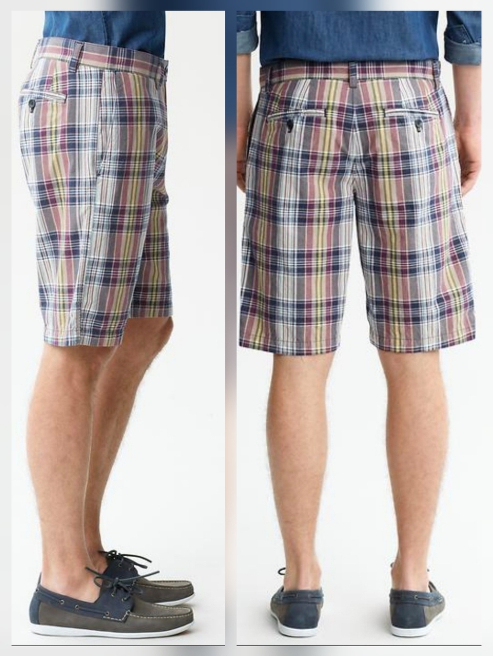 Banana Republic Madras Plaid Cotton Flat Front Shorts